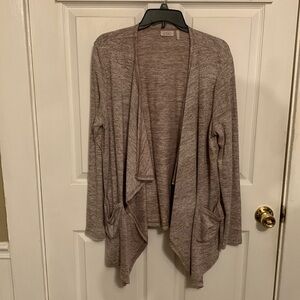 LOGO by Lori Goldstein Women’s Cardigan Cascade Heathered Large Pockets